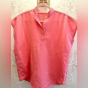 Figs neon pink rafaela top xs